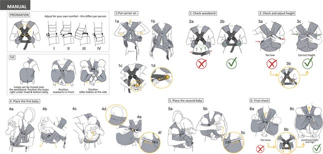 Minimonkey Porte-bébé ventral Twin mesh black