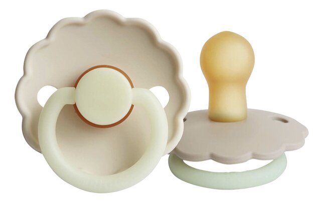 FRIGG Fopspeen 0 - 6 maanden Daisy Night latex Croissant/Cream