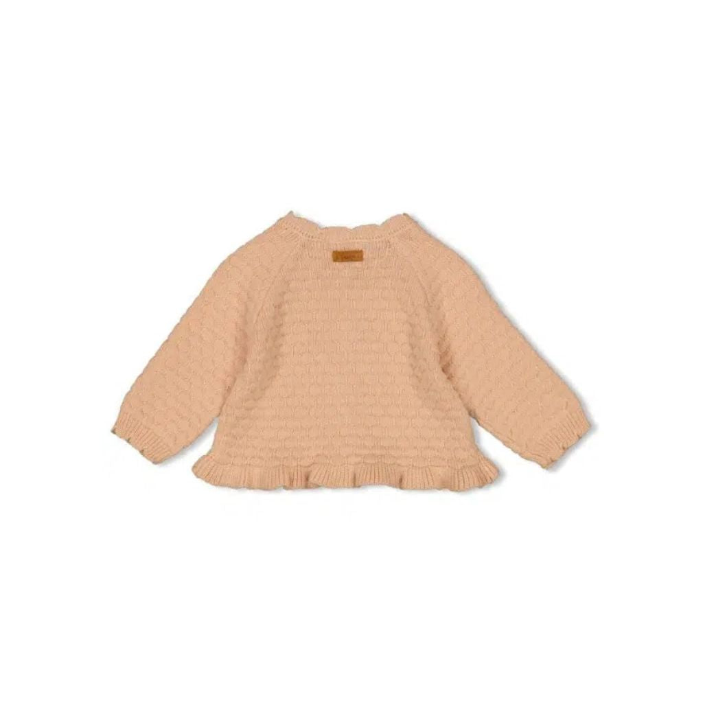 Feetje Vestje gebreid - Flower Field m 68 Peach Meisjes