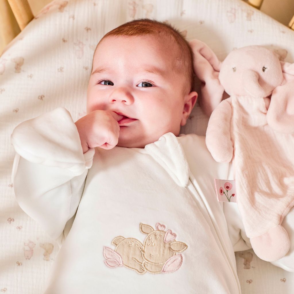 Nattou Gigoteuse avec manches et moufles en velours FanFan 60 cm blanc