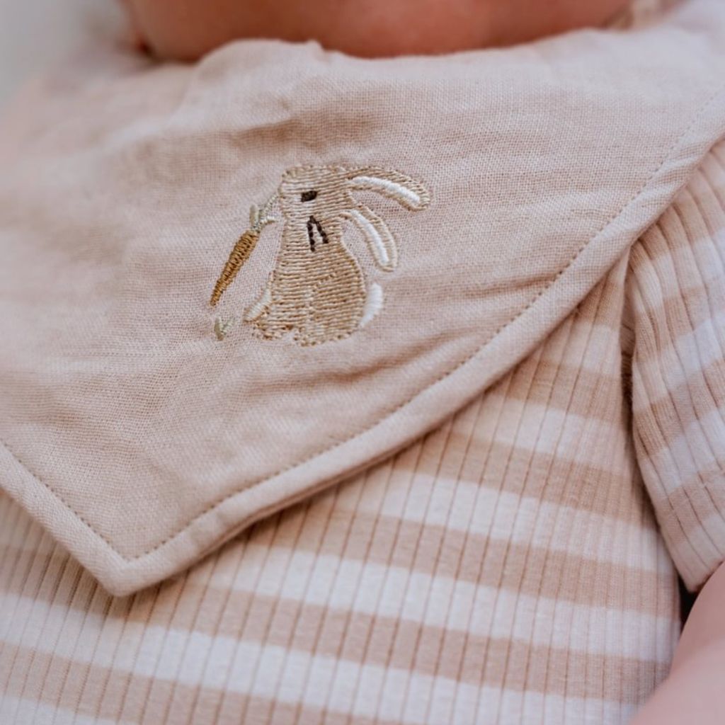 Little Dutch Bavoir bandana Newborn Naturals Baby Bunny blanc - 2 pièces