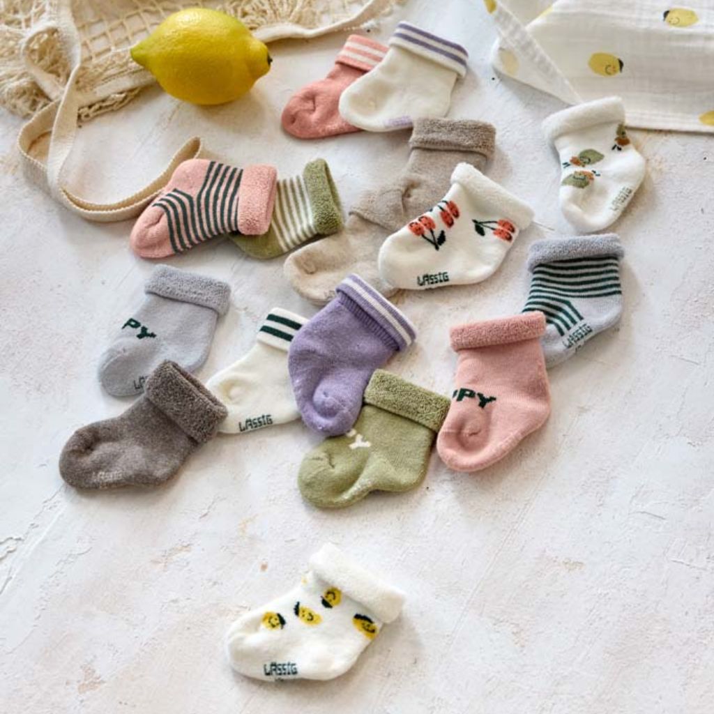 Lässig Paire de chaussettes Newborn Lemon bleu clair - 3 pièces