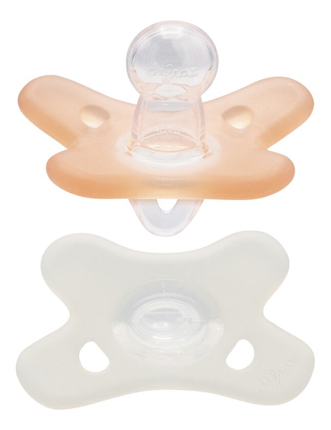 Difrax Sucette + 0 mois Natural Pure Collection blanc/rose