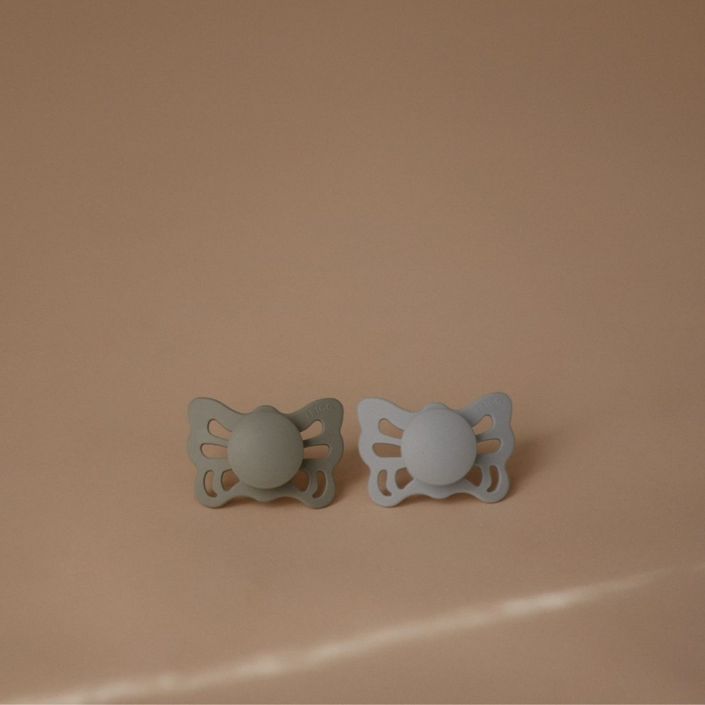 FRIGG Fopspeen + 0 maanden Butterfly silicone Ocean view/Sage - 2 stuks