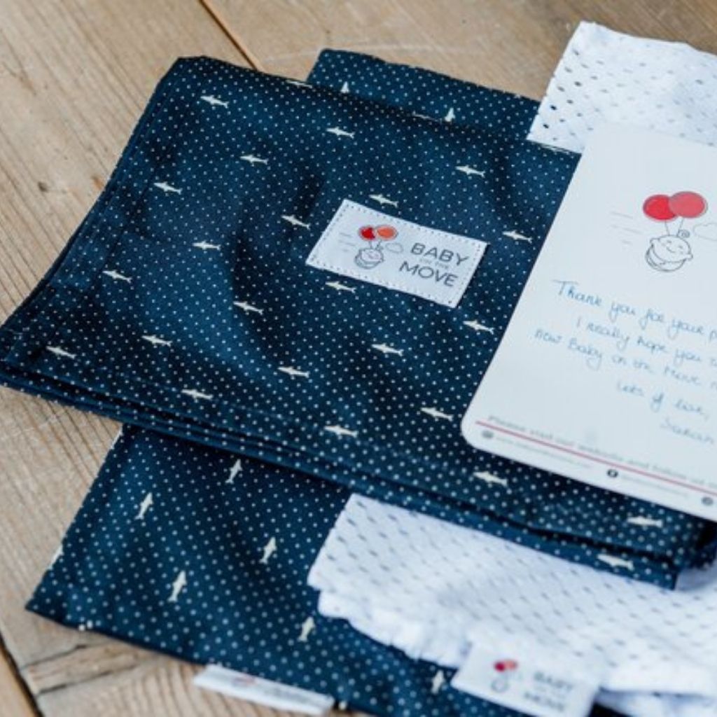 Baby on the Move Châle/écharpe d'allaitement bleu/écru