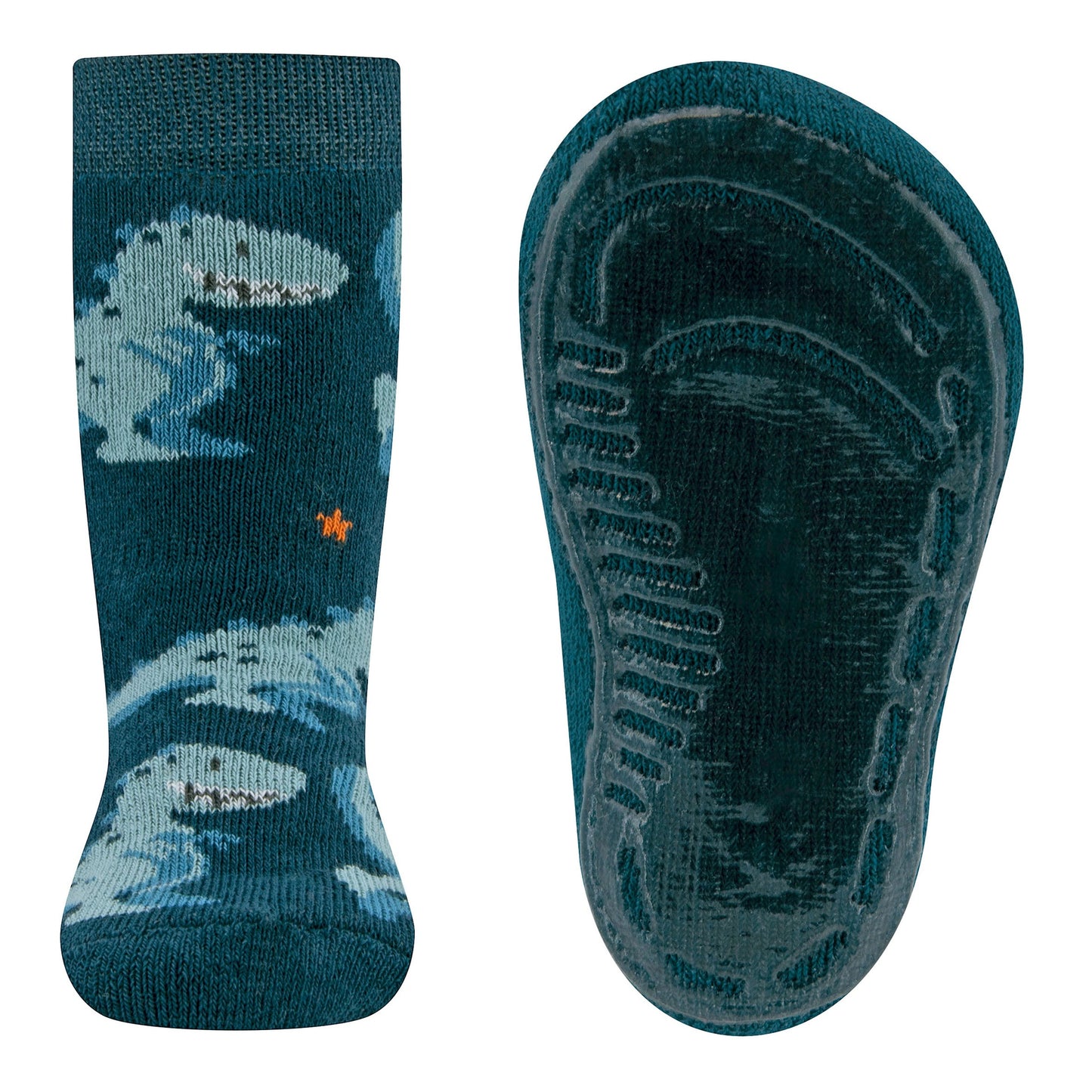 Ewers Paire de chaussettes antiderapantes Dino bleu