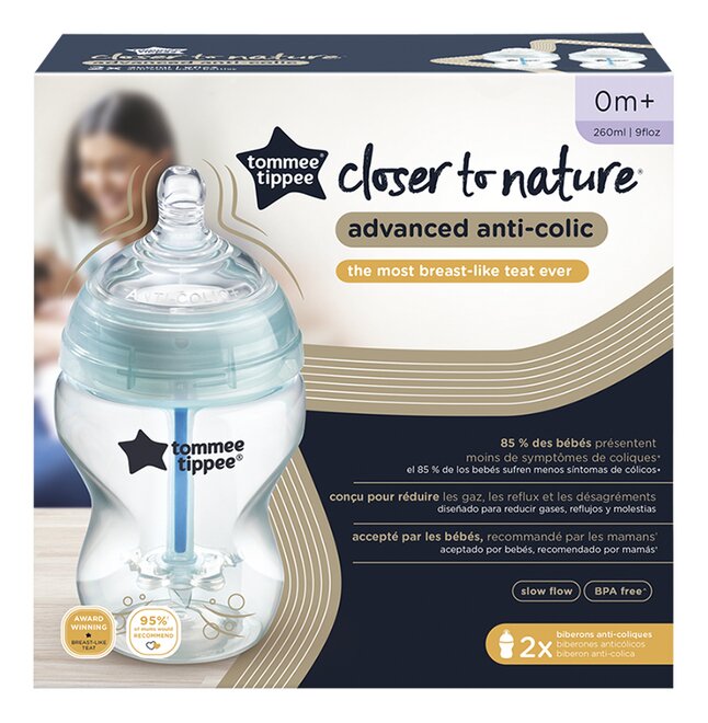 Tommee Tippee Antikoliekzuigfles Avancé transparant/wit 260 ml - 2 stuks