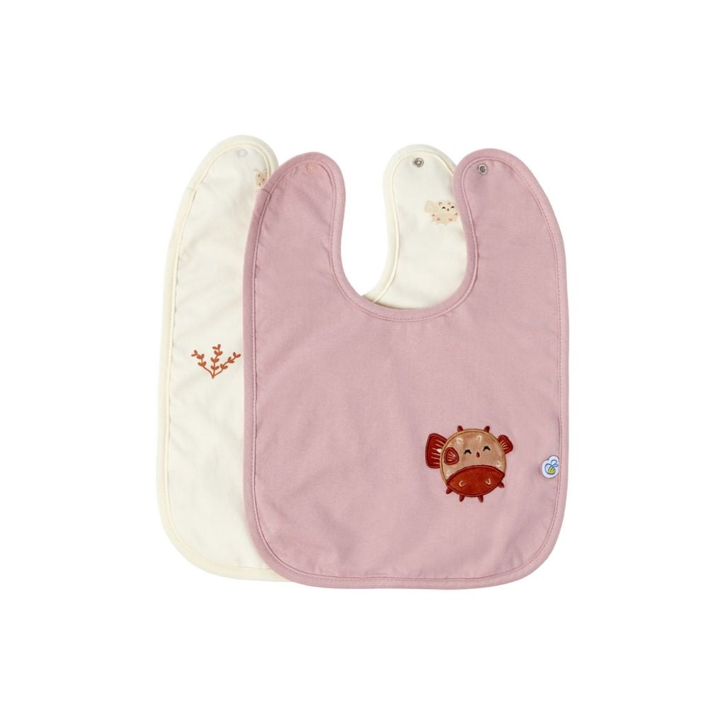 Dreambee Bavoir Billie poisson-ballon beige/rose - 2 pièces