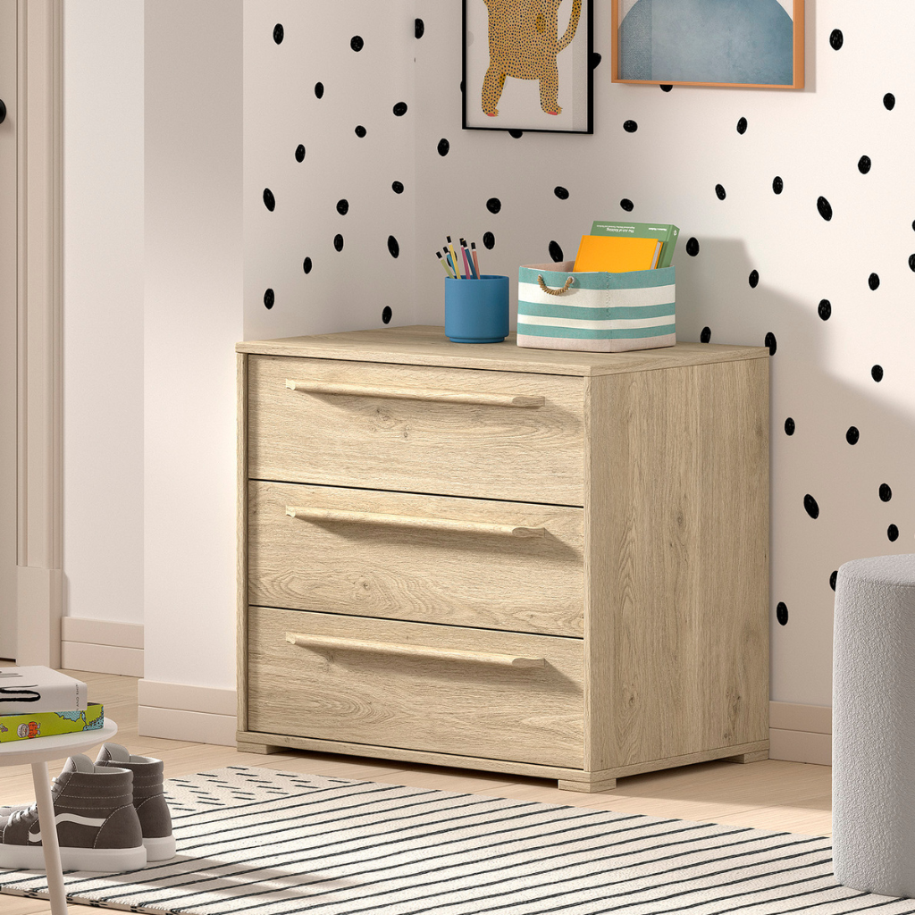 JAXX Commode Sam 3 tiroirs pour lit mi-hauteur Oak