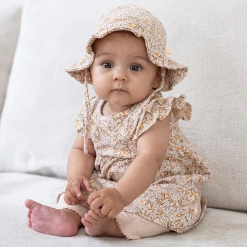 Feetje Zonnehoed AOP - Flower Field m 1 Cream Meisjes