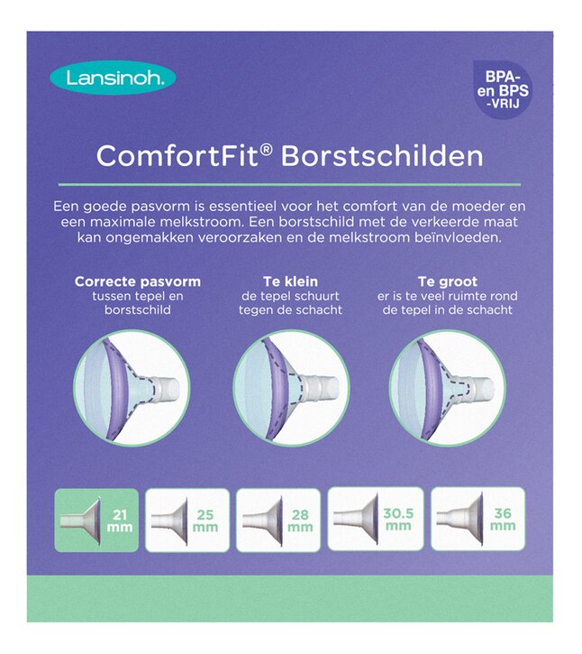 Lansinoh Borstschild Comfort Fit 21 mm - 2 stuks