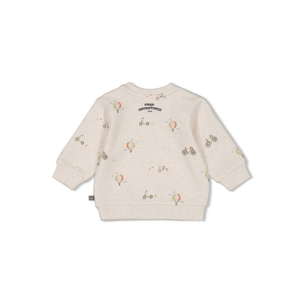 Feetje Sweater AOP - Mini Adventurer m 86 Offwhite Melange Jongens