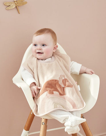 Noukie's Bavoir Popsie, Gigi & Louli - Tricératops Popsie rose poudré