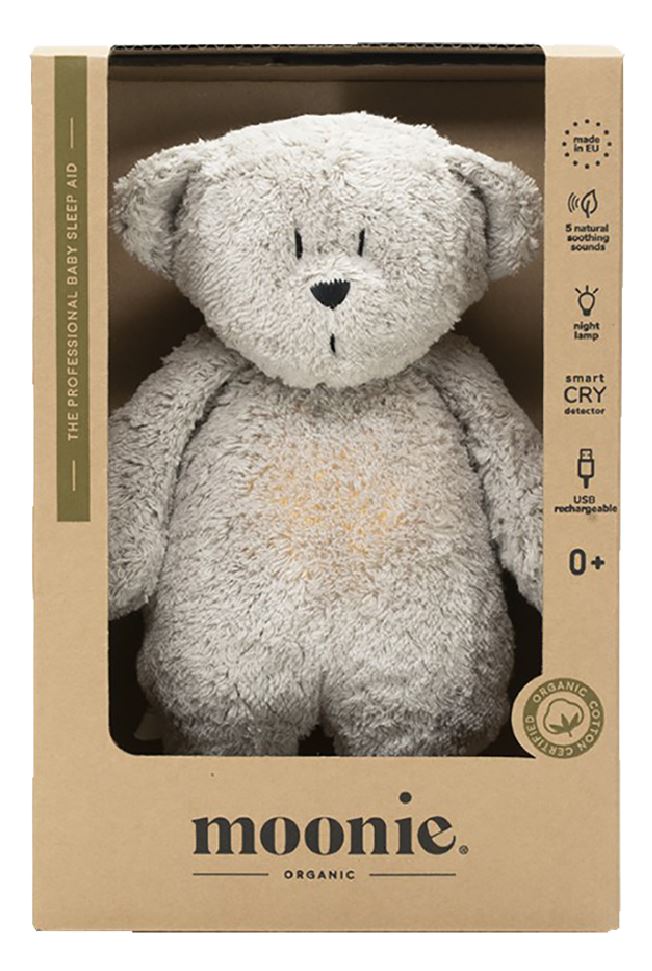 Moonie Knuffel met licht en geluid The Humming Bear Gray 28 cm