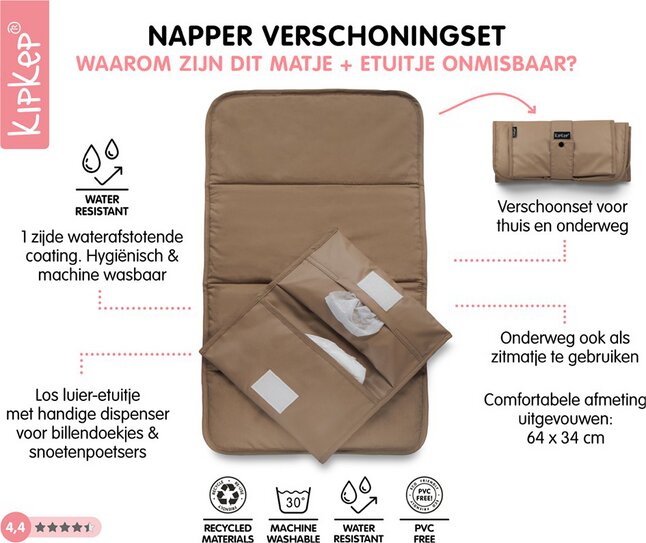 KipKep Matelas à langer + étui Napper Coffee