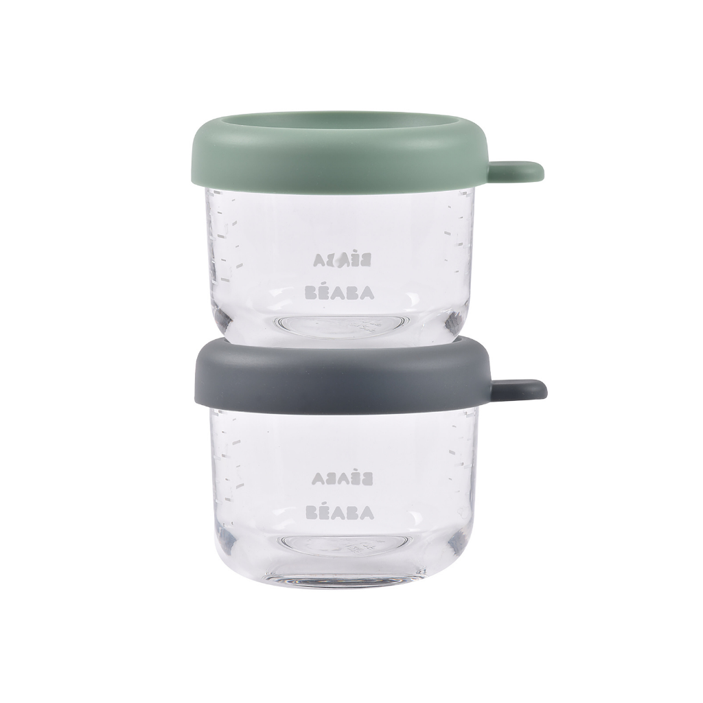 Béaba Pot de conservation Mineral/Sage Green 150 ml - 2 pièces