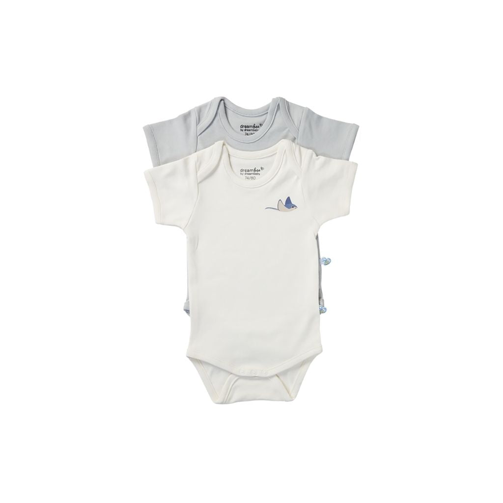 Dreambee Body met korte mouwen Billie beige/grijs - 2 stuks