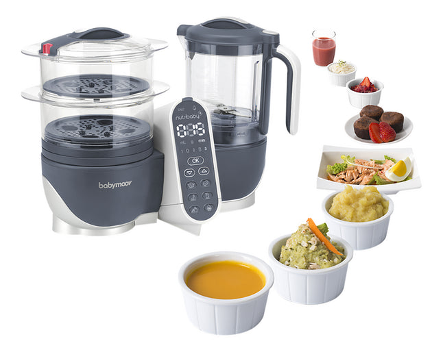 Babymoov Cuiseur Vapeur/Blender/Chauffe-Biberon/Stérilisateur Nutribaby + Gris