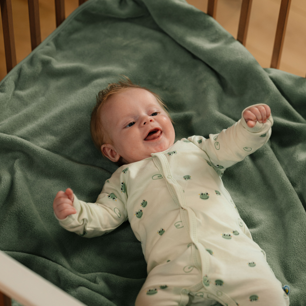 Dreambee Couverture pour berceau ou parc Oscar Grenouille vert Lg 75 x L 100 cm