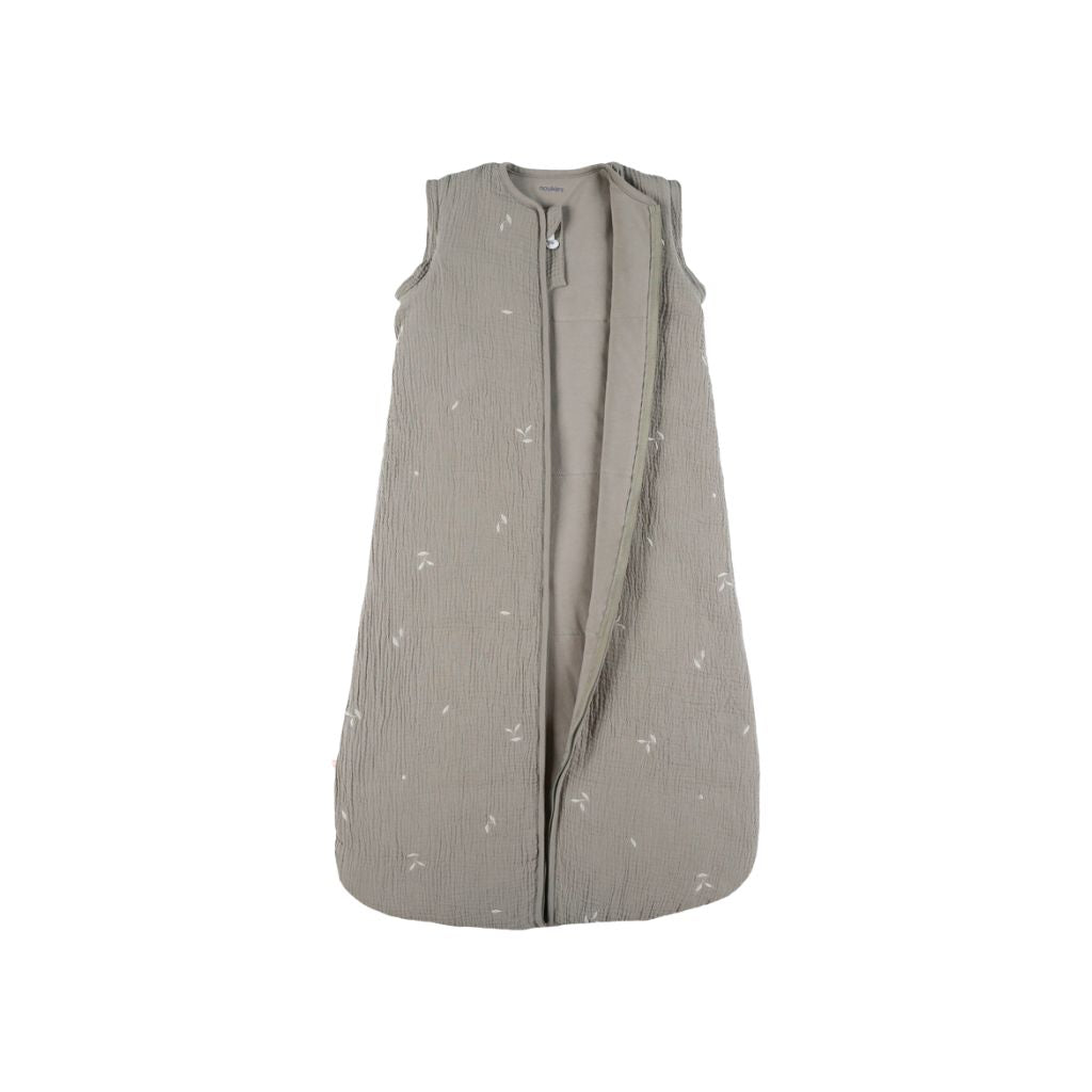 Noukie's Slaapzak met afritsbare mouwen muslin kaki 100 cm
