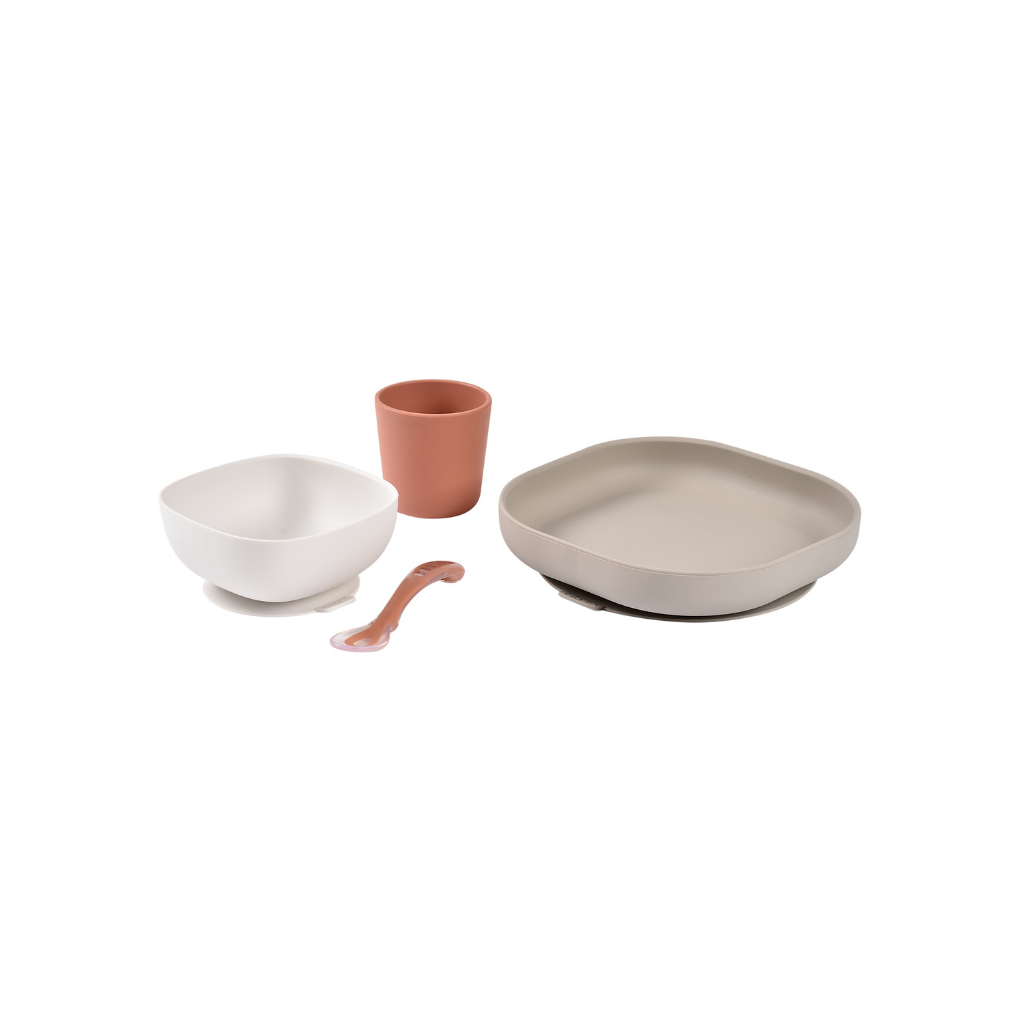 Béaba Set repas 4 pièces silicone Terracotta