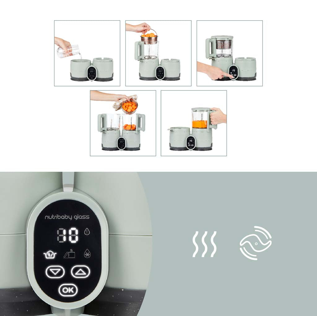 Babymoov Cuiseur vapeur-mixeur 4-en-1 Nutribaby Glass Celadon Green