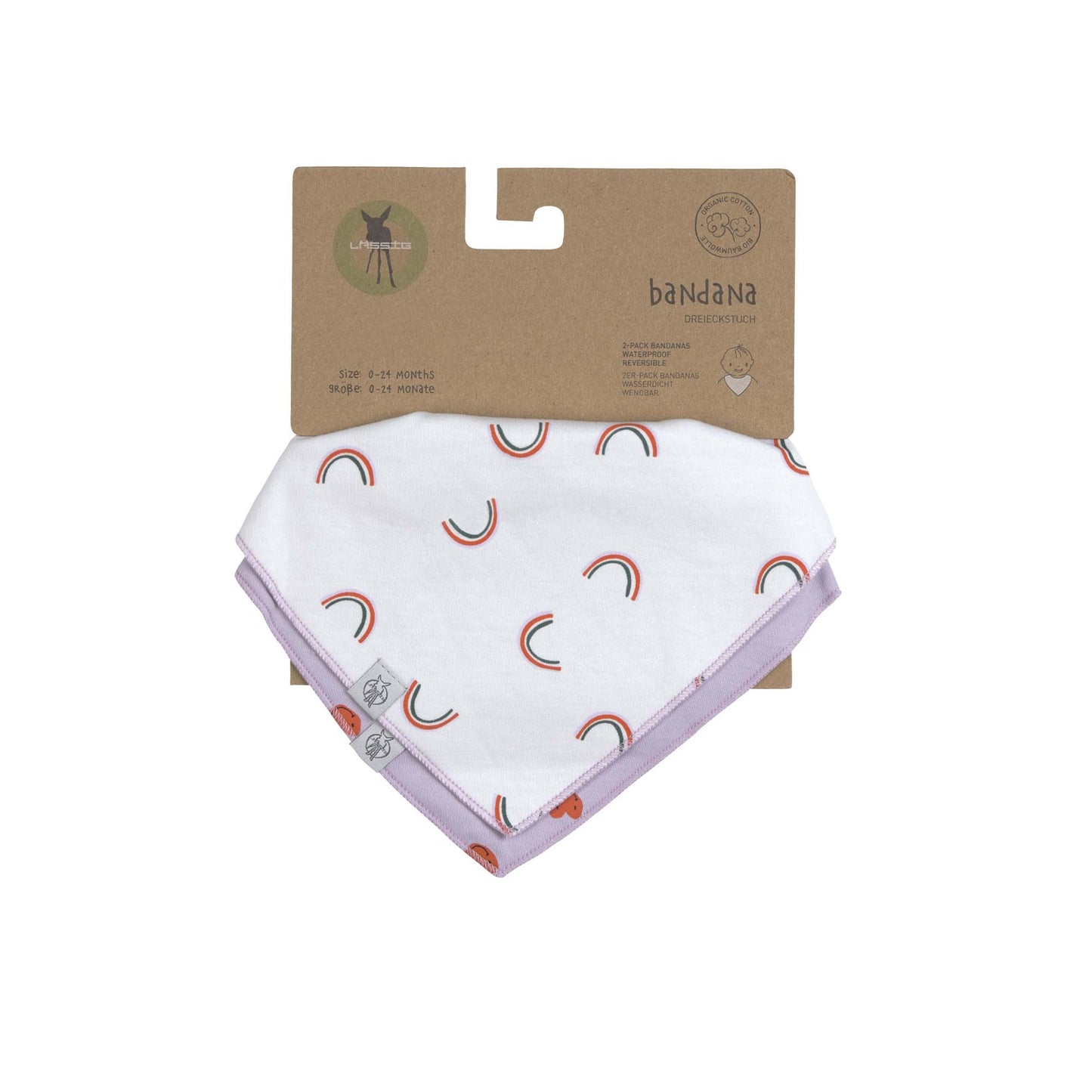 Lässig Bandana slab Happy Rascals Heart Lavender - 2 stuks