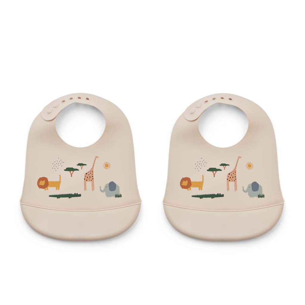 Liewood Slabbetje siliconen Tilda Safari Multi - 2 stuks