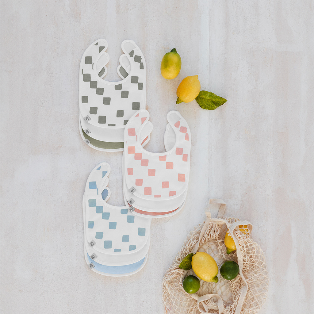 Slabbetjes GOTS happy fruits light khaki per 3