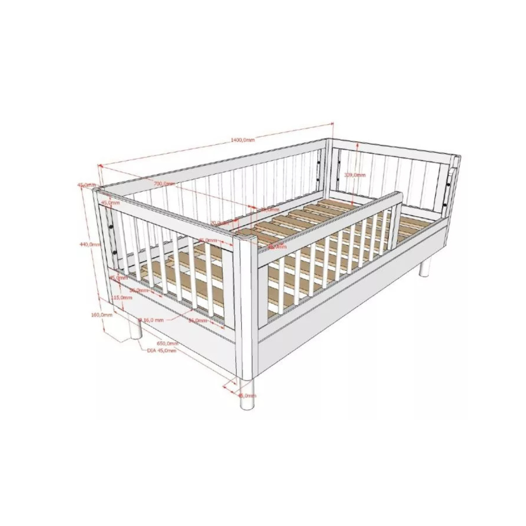 Jaxx Peuterbed Forrest Beuk wit L 140 x B 70 cm