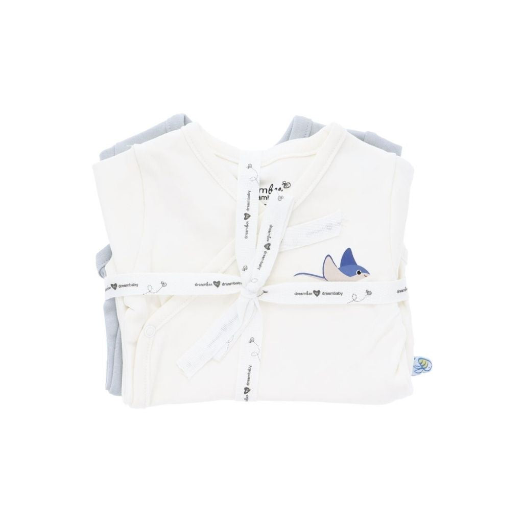 Dreambee Body met overslag en korte mouwen Billie beige/grijs - 2 stuks