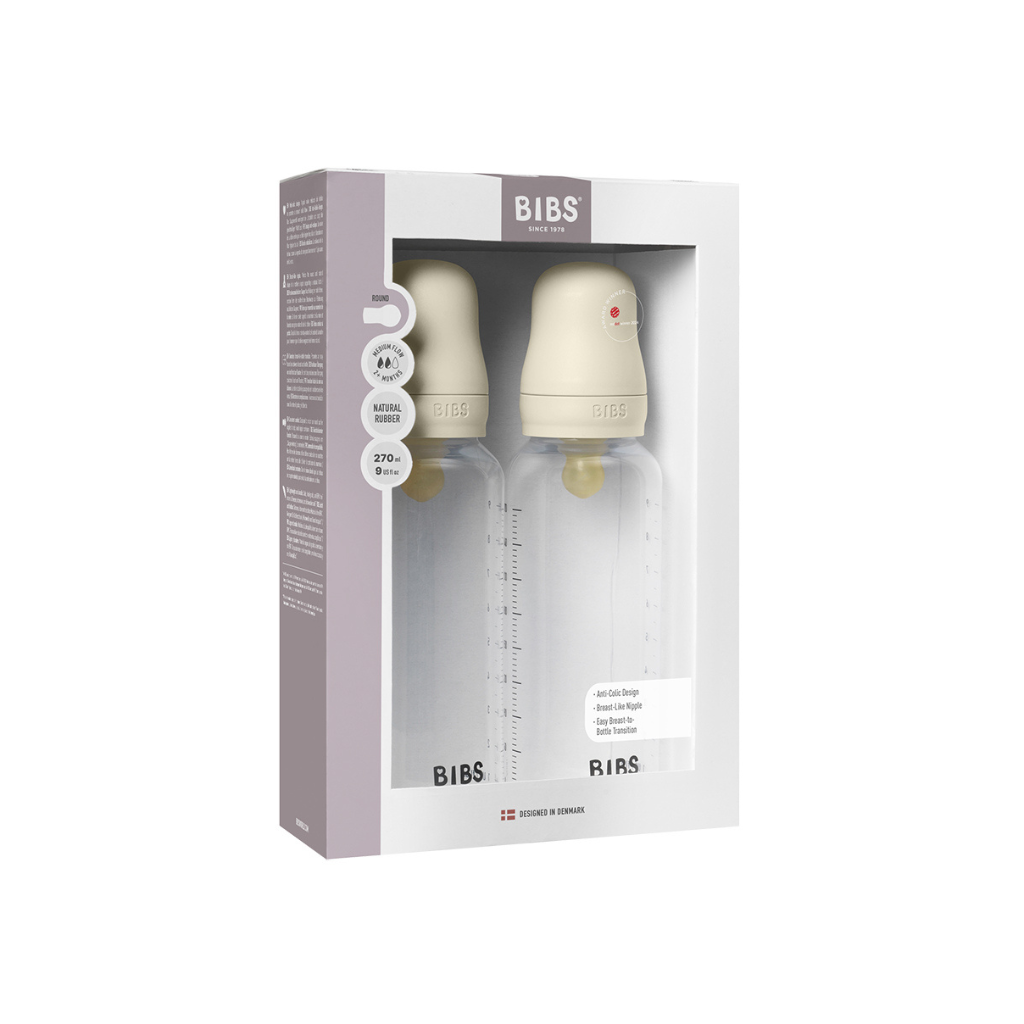 Bibs Zuigfles Standaard Duopack 270 ml volledige Set Ivory