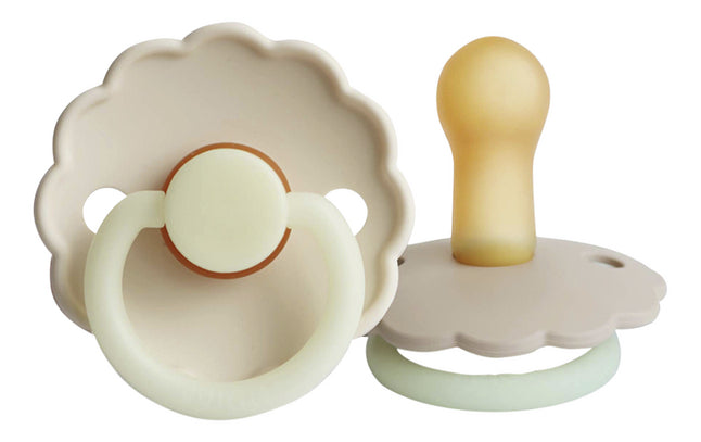 FRIGG Fopspeen 6 - 18 maanden Daisy Night latex Croissant/Cream