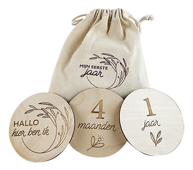 Minimou Milestone Cards Wood Nederlands - 13 stuks