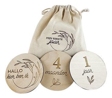 Minimou Milestone Cards Wood Nederlands - 13 stuks