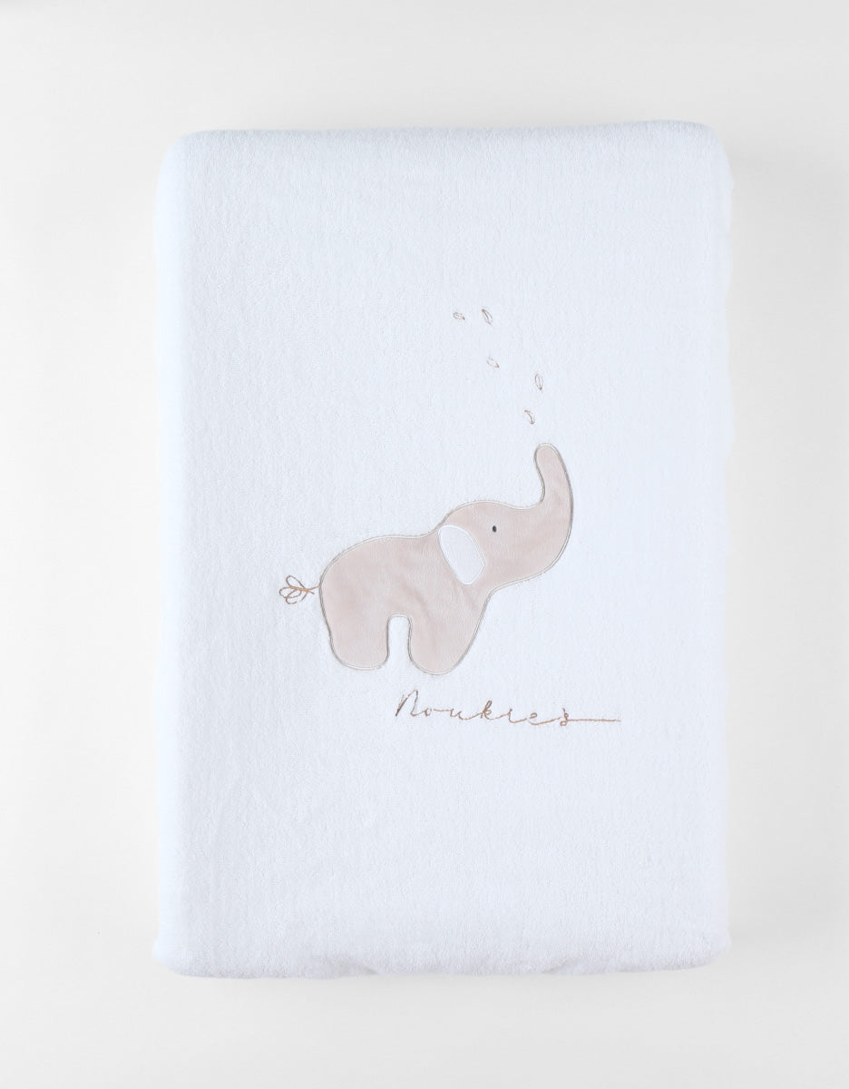 Noukie's Matelas à langer Bali, Moka & Snow - Éléphant Bali écru