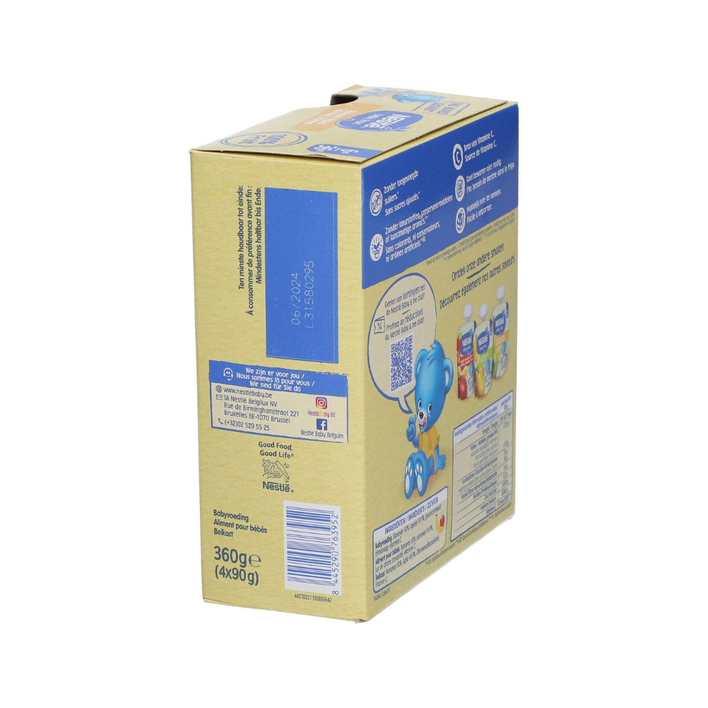 Nestle Compote BABY FRUIT Appel Banaan 90g - 4 stuks