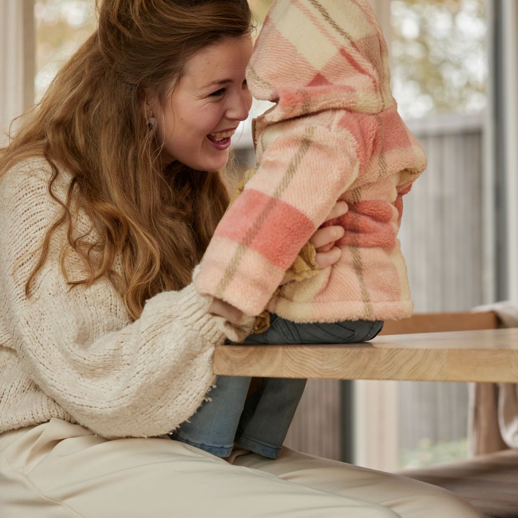 Dirkje Manteau à carreaux Rose fille