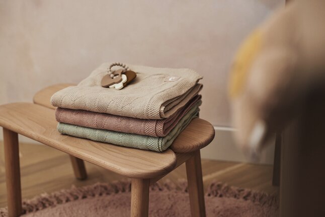 Jollein Couverture pour berceau ou parc Shell Knit Wild Rose