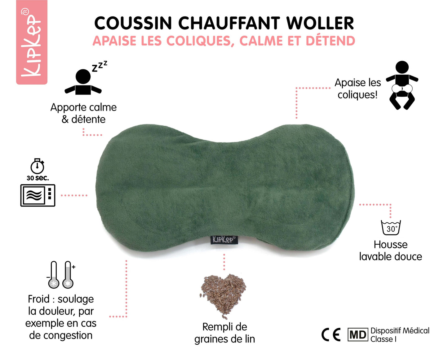 KipKep Warmtekussen Woller calming green