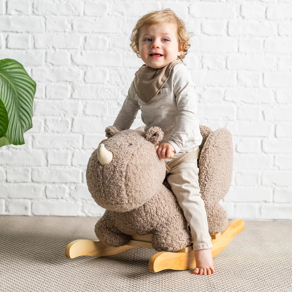Nattou Animal à bascule Rhino Teddy Taupe