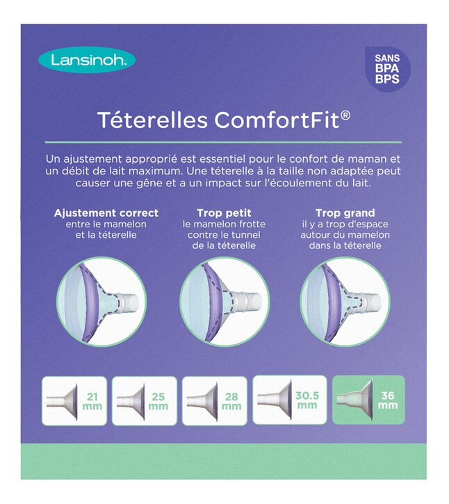 Lansinoh Téterelle Comfort Fit 36 mm - 2 pièces