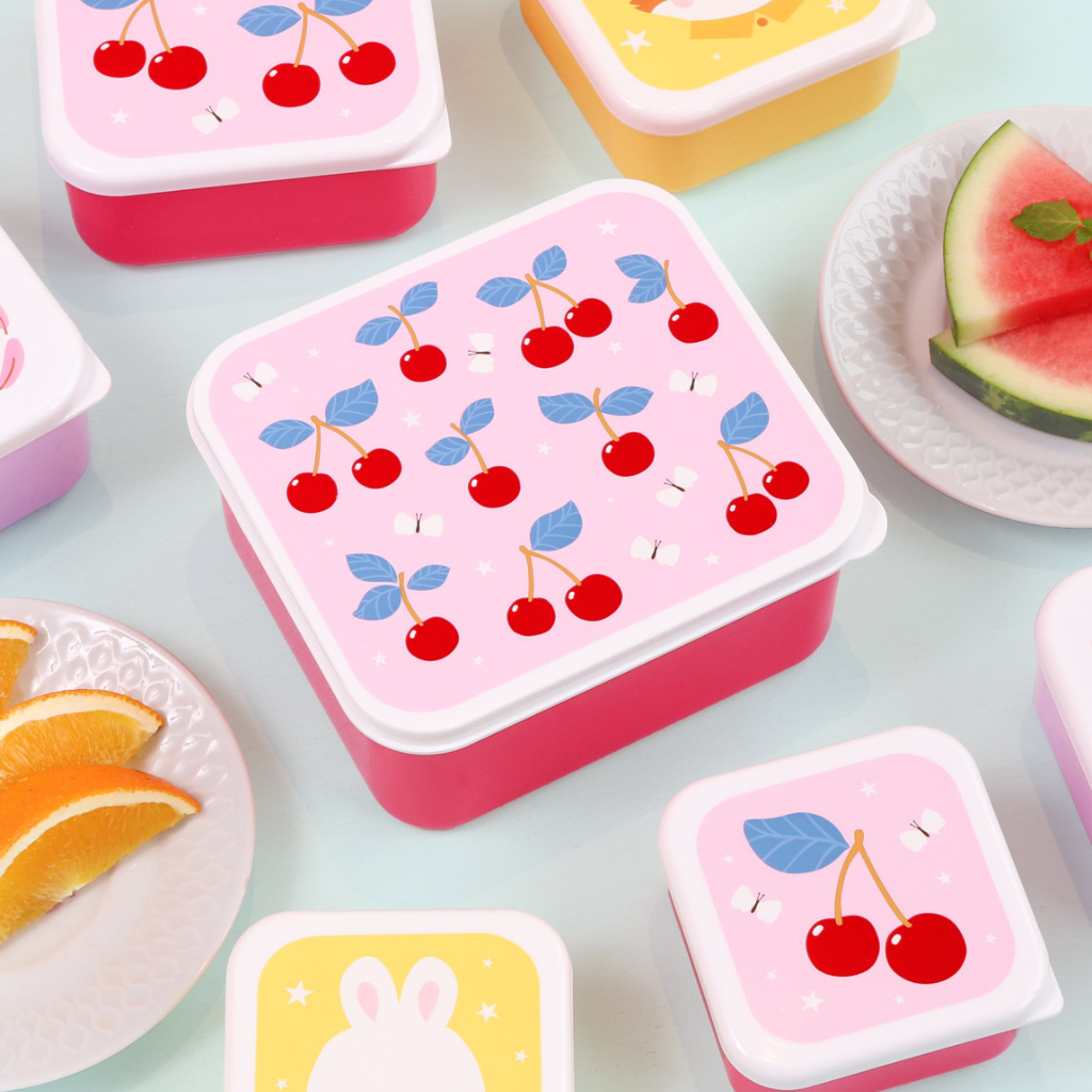 A little lovely company Lunch & Snack Box Set Cherries - 4 stuks