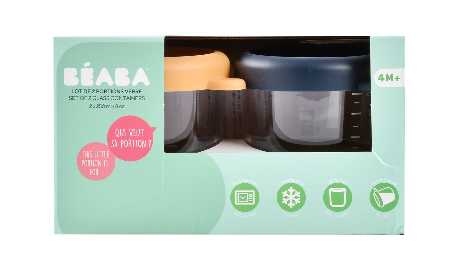 Béaba Bewaarpotje Honey / Blue - 2 stuks