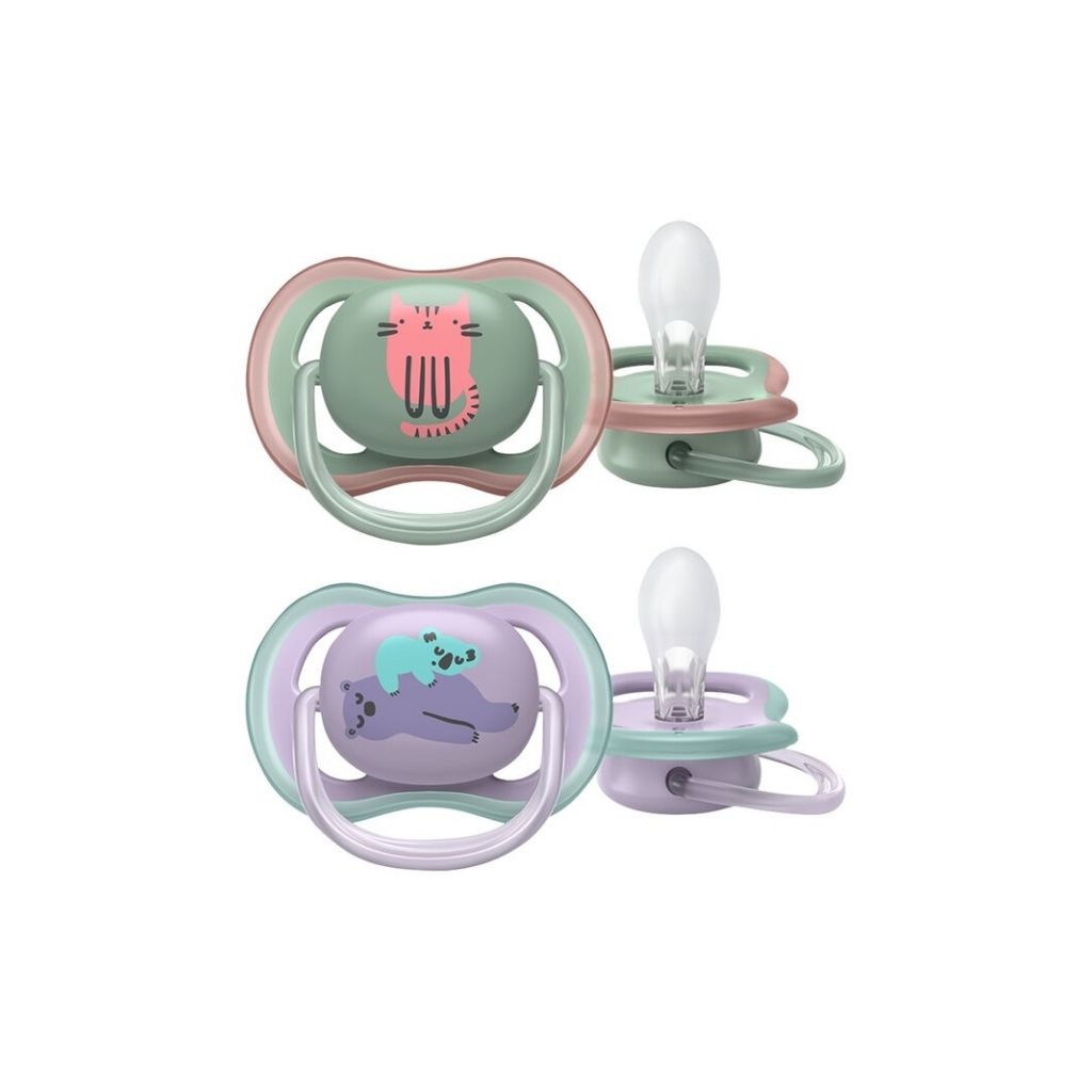 Philips AVENT Fopspeen + 6 maanden Ultra Air kat/beer - 2 stuks