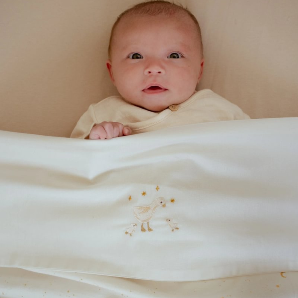 Little Dutch Laken voor bed geborduurd Little Goose wit 110 x 140 cm