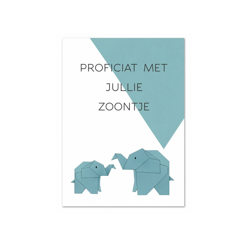 Wenskaart - Proficiat met zoontje Origami - 10, NL