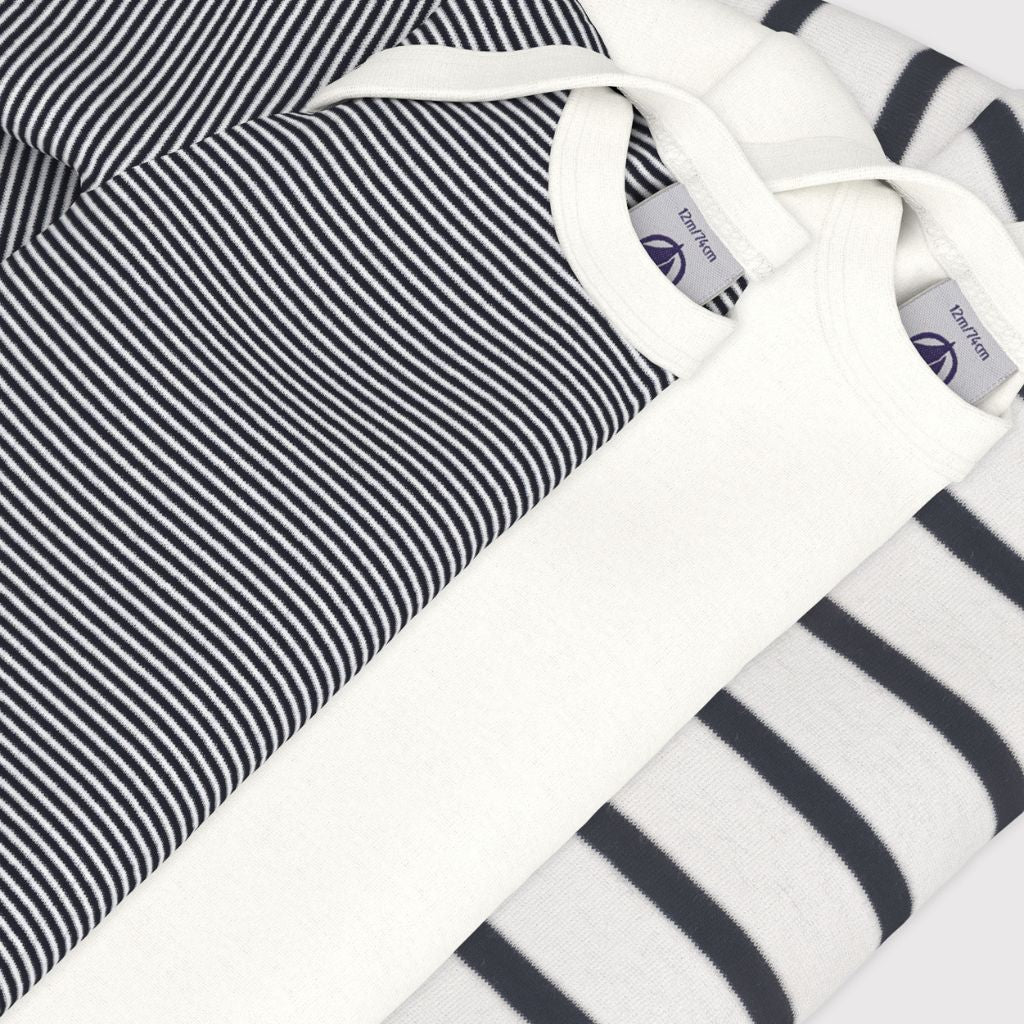 Petit Bateau Body à manches longues Rayures - 3 pièces