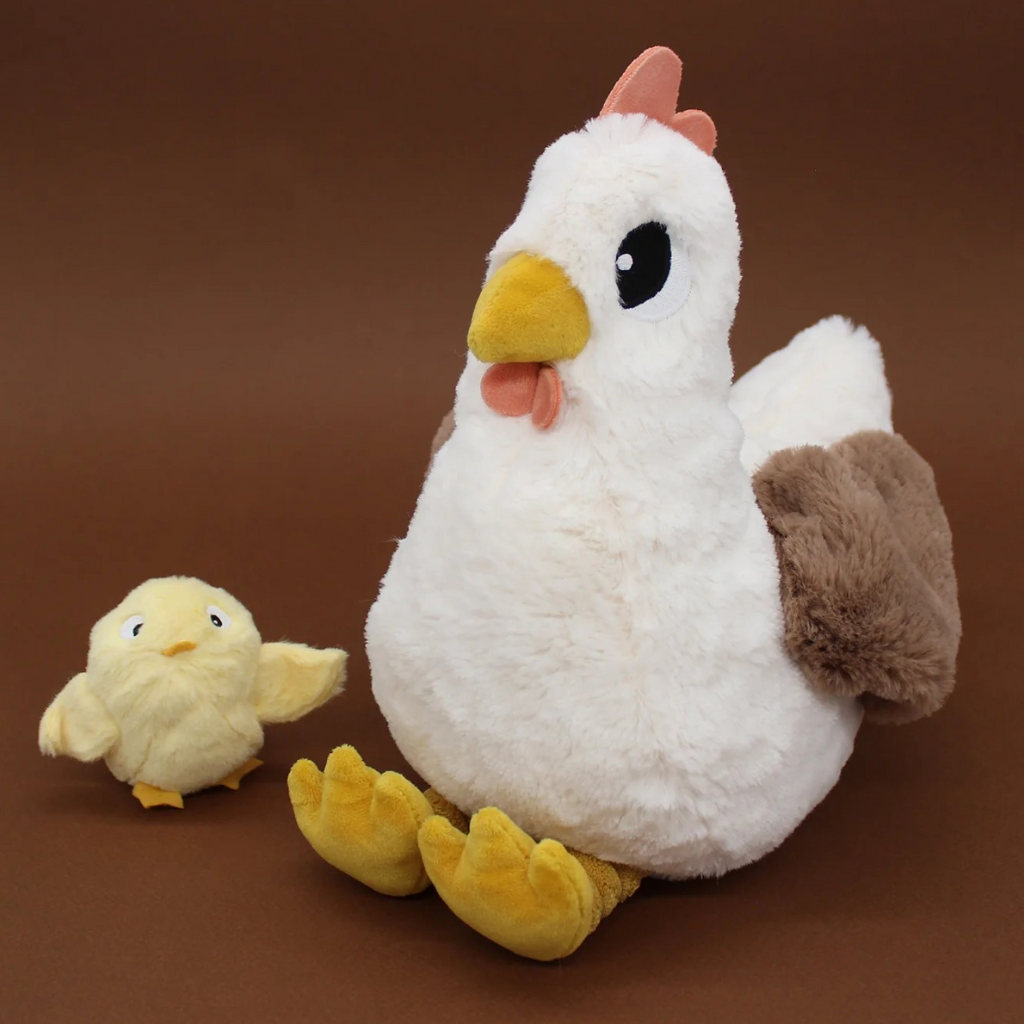 Les Déglingos Peluche Pioupiou poule Maman et Bébé blanche Ptipotos