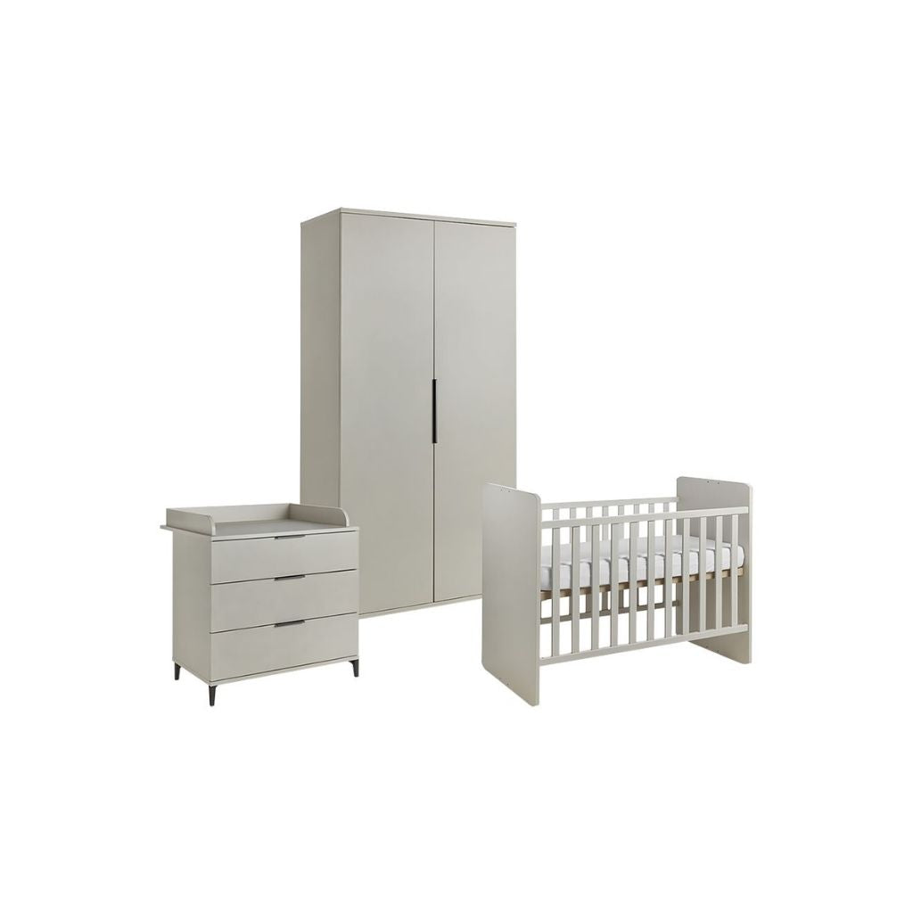 Transland Chambre de bébé 3 pièces (lit évolutif + commode + armoire 2 portes) Jessie beige